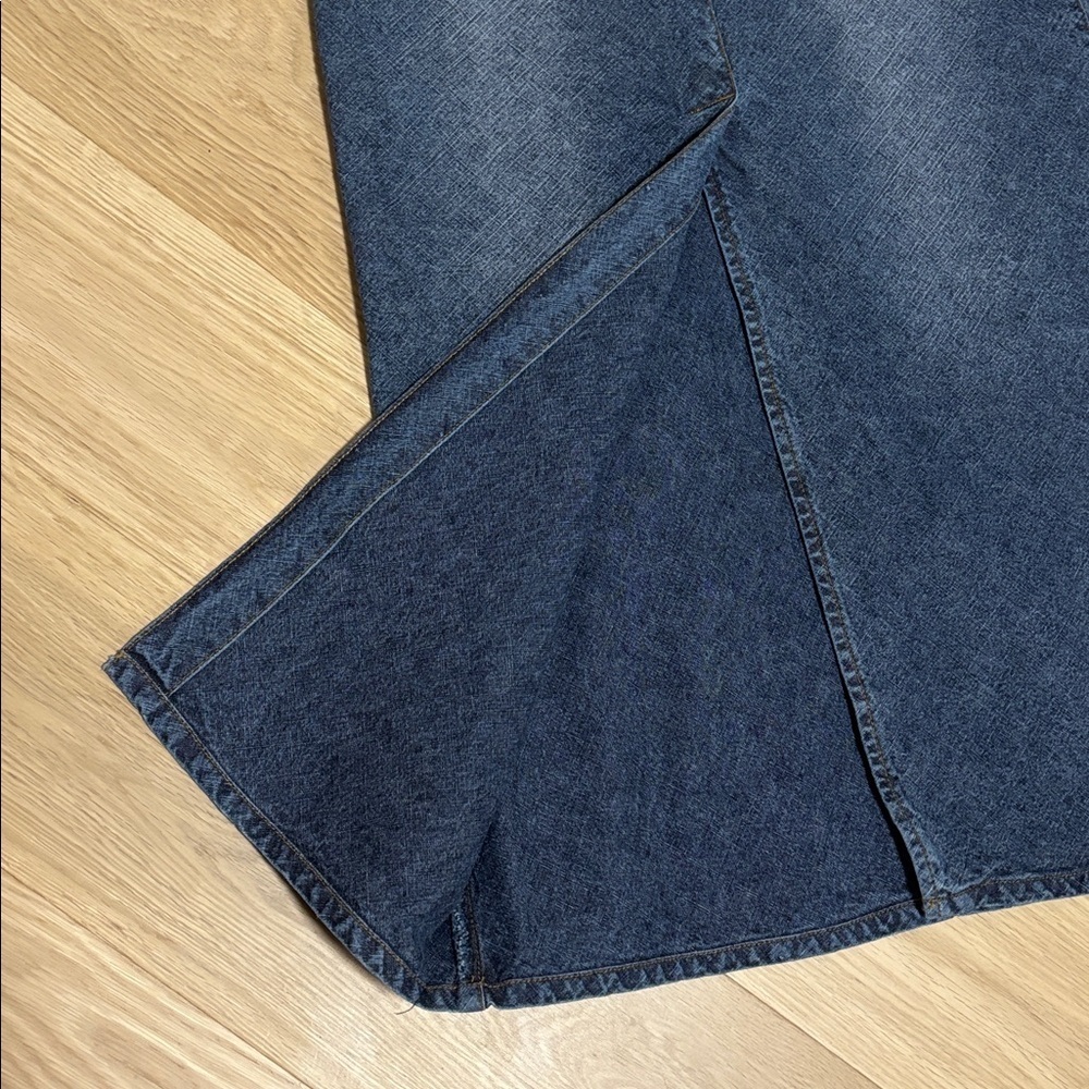 VINTAGE (4) Denim Maxi Skirt Smart Set Back Slit Slim Fitting - Picture 11 of 13